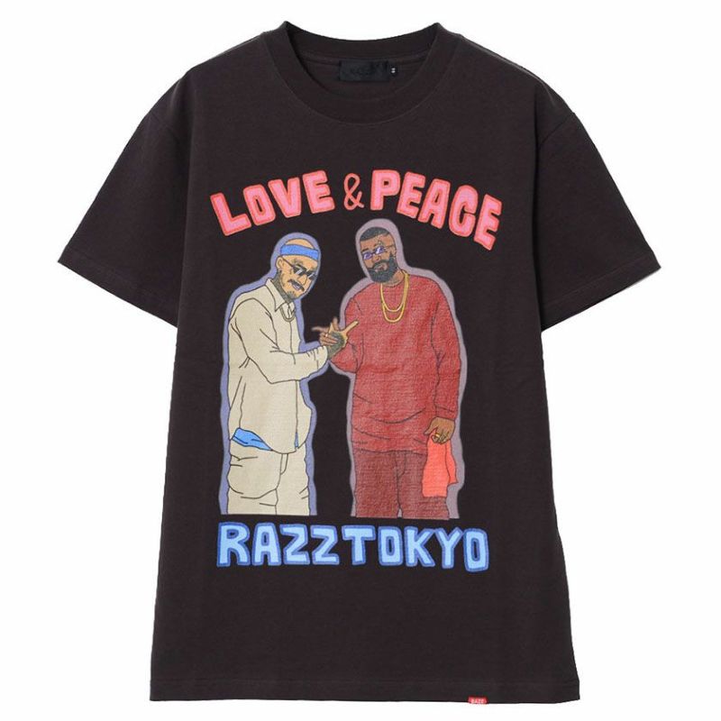 SALE】RAZZIS【ラズ】ラブ&ピースプリントクルーネック半袖Tシャツ/全2