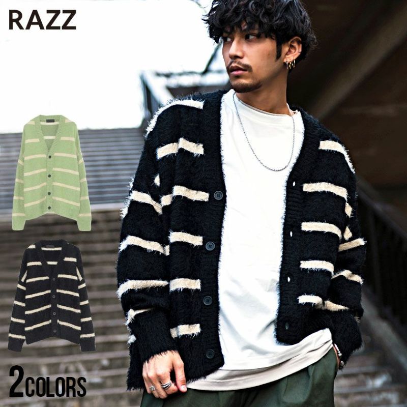 SALE】RAZZIS【ラズ】ボーダーフェザーヤーンカーディガン/全2色