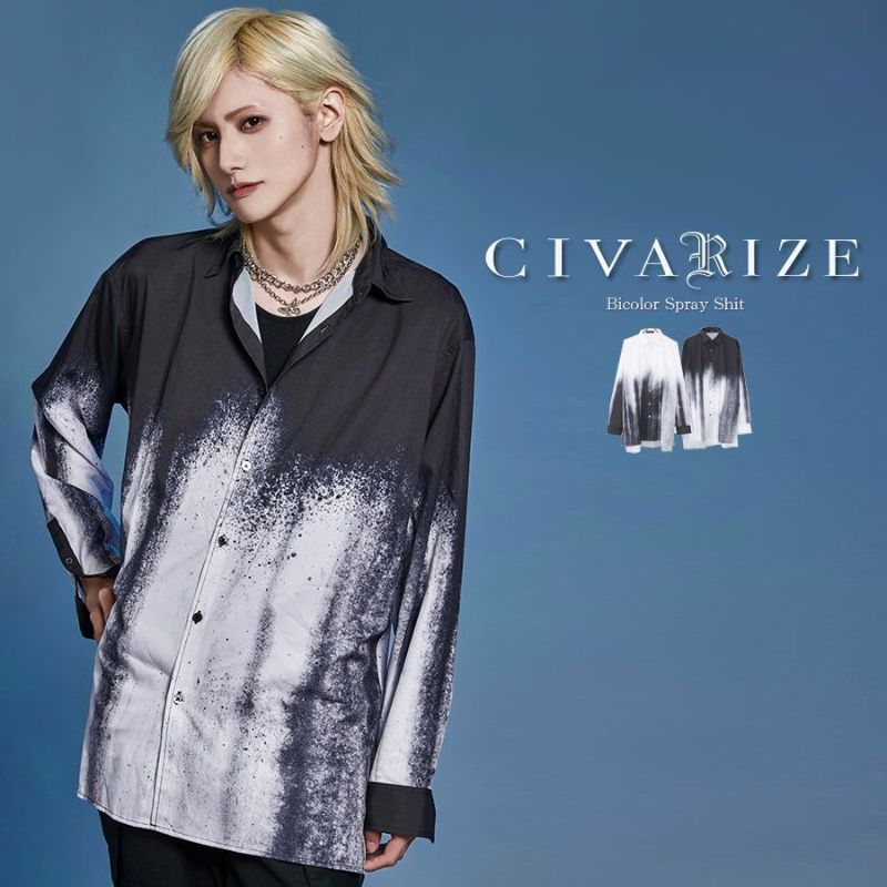 CIVARIZE【シヴァーライズ】バイカラースプレープリントビッグシャツ