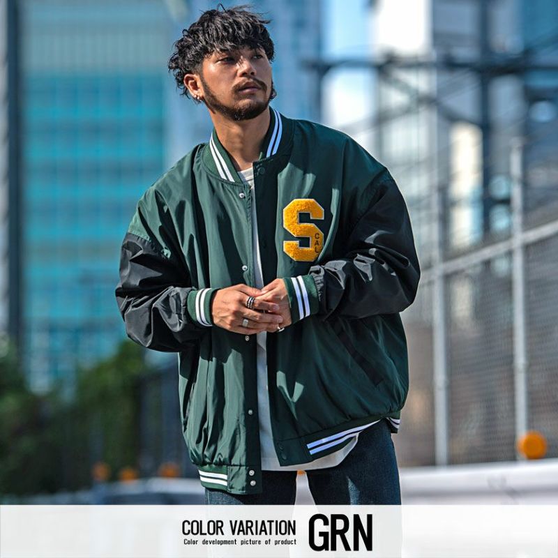 SALE】SB select ポリツイルサガラ刺繍長袖スタジャン/全3色アウター