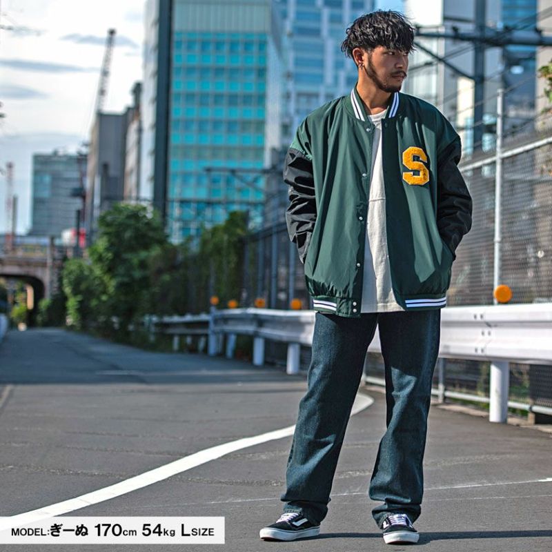 SALE】SB select ポリツイルサガラ刺繍長袖スタジャン/全3色アウター