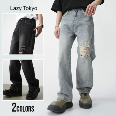Lazy Tokyo【レイジートウキョウ】ドットブリーチセミワイドデニム/全2