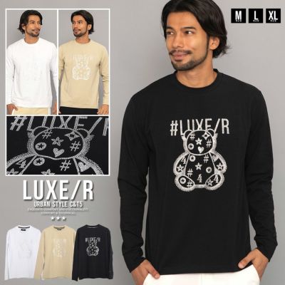SALE】LUXE/R【ラグジュ】クルーネック ミニベア貼り付け半袖TEE