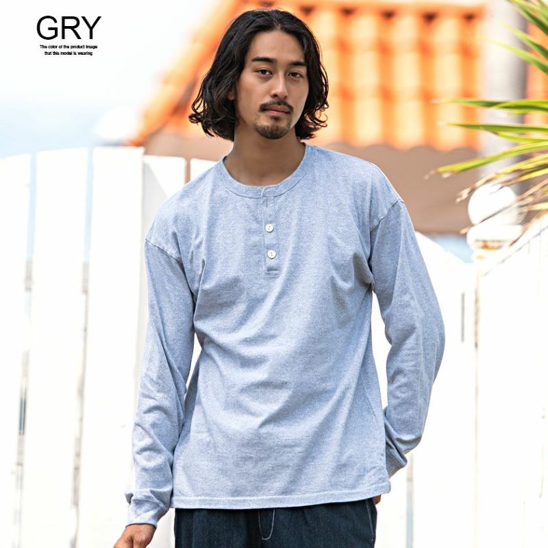 Goodwear【グッドウェア】USAコットンヘンリーネック長袖Tシャツ