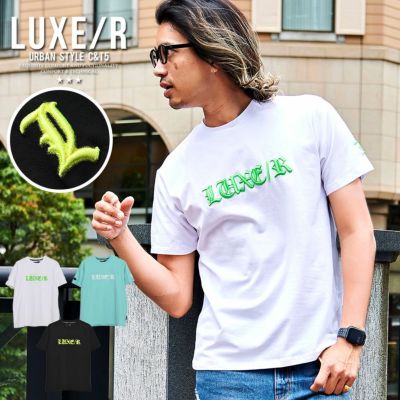 LUXE/R【ラグジュ】クルーネック 刺繍ラインストーン半袖Tシャツ