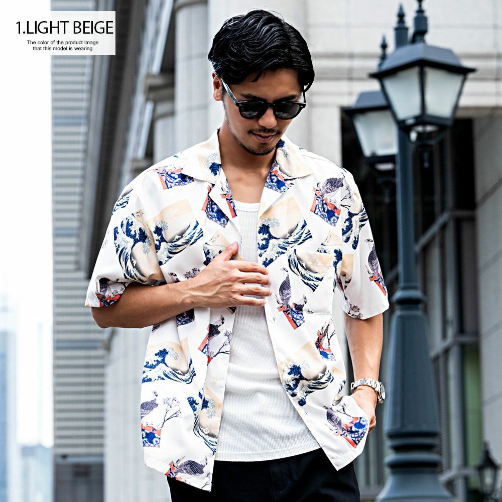 ALCARZA【アルカーザ】葛飾北斎半袖開襟シャツ/全6色 | SILVER BULLET