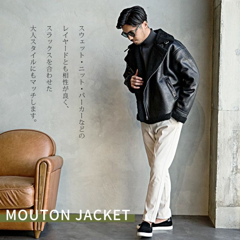 ５月末まで最終値下げバーバリープローサム テーラードジャケット CavariA【キャバリア】ヴィンテージ加工ムートンダブルジャケット/全2